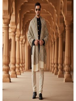 MUFFLY - Men Floral Wool Beige Shawl