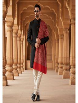 MUFFLY - Men Floral Wool Red Shawl