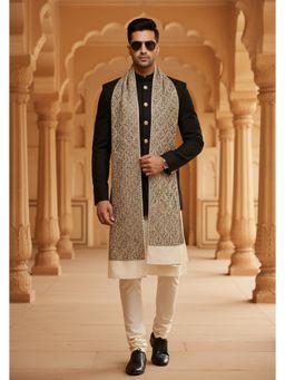 MUFFLY - Men Floral Wool Off White Shawl