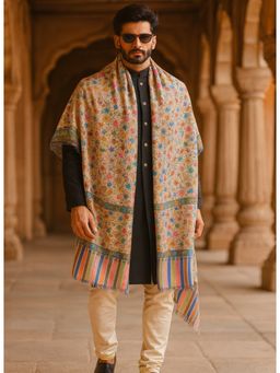 MUFFLY - Men Floral Wool Multi-Color Shawl