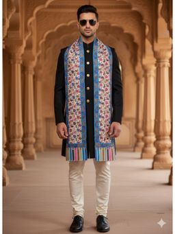 MUFFLY - Men Floral Wool Multi-Color Shawl