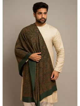 MUFFLY - Men Floral Wool Green Shawl