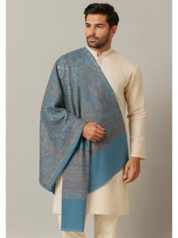 MUFFLY - Men Floral Wool Blue Shawl