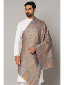 MUFFLY - Men Multi-Color Fine Soft Ethnic Bamboo Silk Authentic Kashmiri Jama war Design Shawl