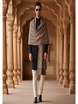 MUFFLY - Men Floral Wool Brown Shawl