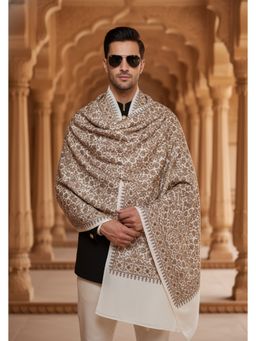 MUFFLY - Men Floral Wool White Shawl