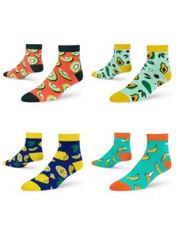 Dynamocks - Men & Women Cotton Ankle Length Socks Multi-Color (Pack Of 4)