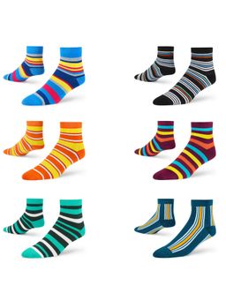 Dynamocks - Men & Women Cotton Ankle Length Socks Multi-Color (Pack Of 6)