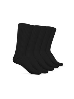TalkingSox - Bamboo Crew Socks Calf Length Casual Long Socks Black (Pack Of 5)