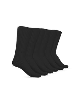 TalkingSox - Bamboo Crew Socks Calf Length Super Soft Relaxing Casual Wear Black (Pack Of 6)