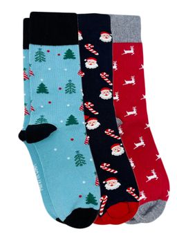 Mint & Oak - Cheerful Christmas Socks For-Men Multi-Color (Pack Of 3)