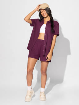 The Souled Store - Spiced Plum Women Boyfriend Shirt