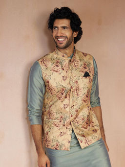 Vastramay - Mens Beige Nehru Jacket