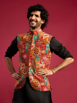 Vastramay - Men's Red Nehru Jacket