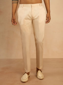 Vastramay - Beige Cotton Lycra Pant
