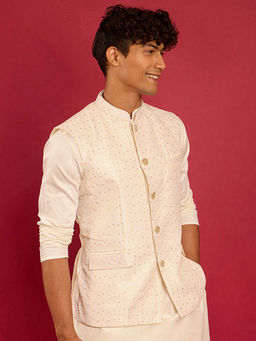 Vastramay - Cream Kia Silk Nehru Jacket