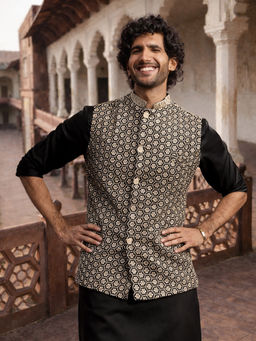 Vastramay - Men Black Nehru Jacket