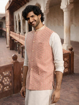 Vastramay - Men Peach Nehru Jacket