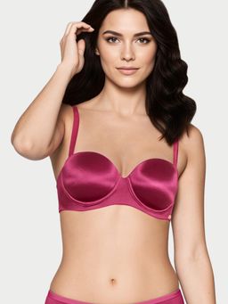 Enamor - Women Strapless Transparent Back Lightly Padded Strapless Magenta T-Shirt Bra