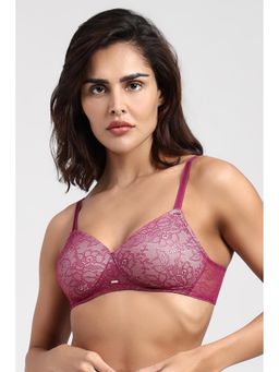 Van Heusen - Women Wire free Medium Coverage Padded Lace Wine T-Shirt Bra