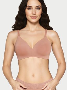 Enamor - Women Drip Lightly Padded Seamless Lace Peach T-Shirt Bra