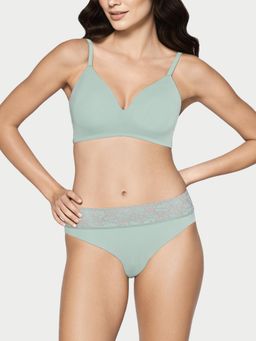 Enamor - Women Drip Trim Lace Low Waist Green Bikini for Women