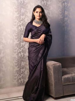 AMRUTKALA SAREES - Black Designer Banarasi Silk Kanjivaram Saree with Unstitched Blouse