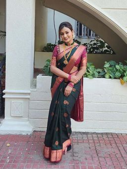 AMRUTKALA SAREES - Green Designer Banarasi Silk Kanjivaram Saree with Unstitched Blouse