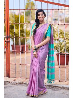 AMRUTKALA SAREES - Lavender Designer Banarasi Silk Kanjivaram Saree with Unstitched Blouse