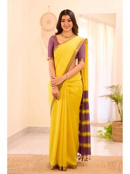 AMRUTKALA SAREES - Yellow Designer Banarasi Silk Kanjivaram Saree with Unstitched Blouse