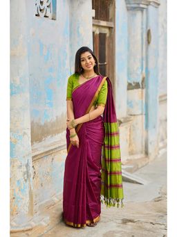 AMRUTKALA SAREES - Maroon Designer Banarasi Silk Kanjivaram Saree with Unstitched Blouse