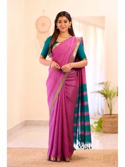 AMRUTKALA SAREES - Pink Designer Banarasi Silk Kanjivaram Saree with Unstitched Blouse