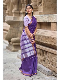 AMRUTKALA SAREES - Purple Designer Banarasi Silk Kanjivaram Saree with Unstitched Blouse