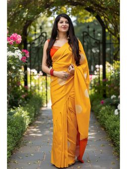 AMRUTKALA SAREES - Yellow Designer Banarasi Silk Kanjivaram Saree with Unstitched Blouse