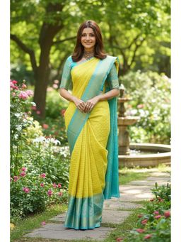 AMRUTKALA SAREES - Green Designer Banarasi Silk Kanjivaram Saree with Unstitched Blouse