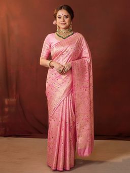 AMRUTKALA SAREES - Pink Designer Banarasi Silk Kanjivaram Saree with Unstitched Blouse