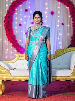 AMRUTKALA SAREES - Blue Designer Banarasi Silk Kanjivaram Saree with Unstitched Blouse