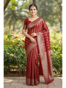 AMRUTKALA SAREES - Red Designer Banarasi Silk Kanjivaram Saree with Unstitched Blouse
