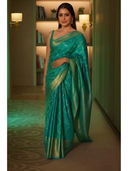AMRUTKALA SAREES - Green Designer Banarasi Silk Kanjivaram Saree with Unstitched Blouse