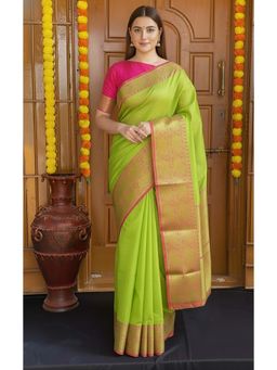 AMRUTKALA SAREES - Green Designer Banarasi Silk Kanjivaram Saree with Unstitched Blouse