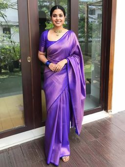 AMRUTKALA SAREES - Blue Designer Banarasi Silk Kanjivaram Saree with Unstitched Blouse