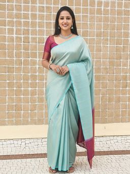 AMRUTKALA SAREES - Blue Designer Banarasi Silk Kanjivaram Saree with Unstitched Blouse