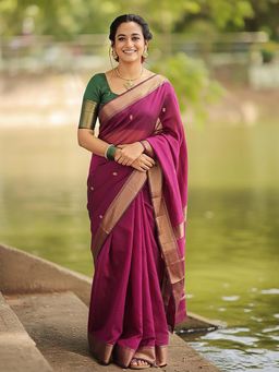 AMRUTKALA SAREES - Pink Designer Banarasi Silk Kanjivaram Saree with Unstitched Blouse