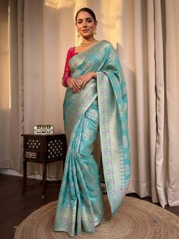 AMRUTKALA SAREES - Green Designer Banarasi Silk Kanjivaram Saree with Unstitched Blouse