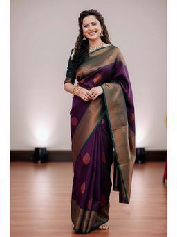 AMRUTKALA SAREES - Purple Designer Banarasi Silk Kanjivaram Saree with Unstitched Blouse