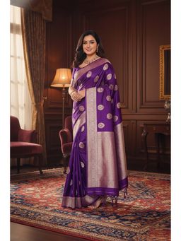 AMRUTKALA SAREES - Purple Designer Banarasi Silk Kanjivaram Saree with Unstitched Blouse