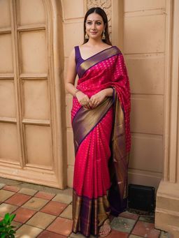 AMRUTKALA SAREES - Pink Designer Banarasi Silk Kanjivaram Saree with Unstitched Blouse