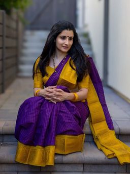 AMRUTKALA SAREES - Purple Designer Banarasi Silk Kanjivaram Saree with Unstitched Blouse