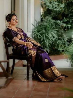 AMRUTKALA SAREES - Purple Designer Banarasi Silk Kanjivaram Saree with Unstitched Blouse