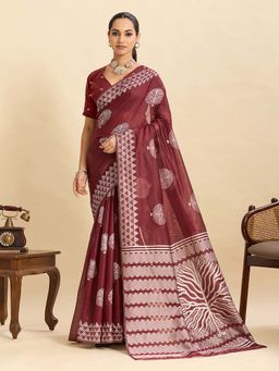 AMRUTKALA SAREES - Maroon Designer Silk Kanjivaram Saree with Unstitched Blouse